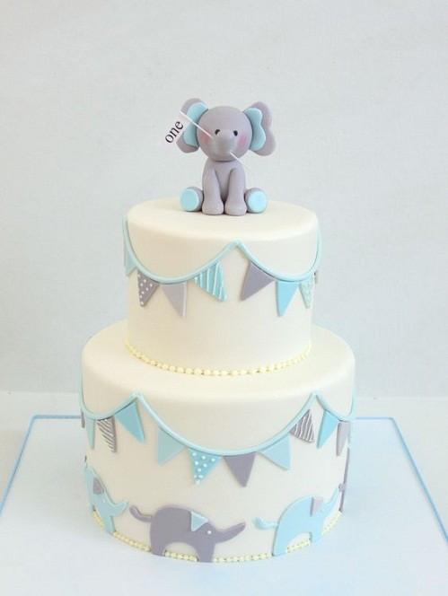 Elephants and Banners Birthday Cake Images