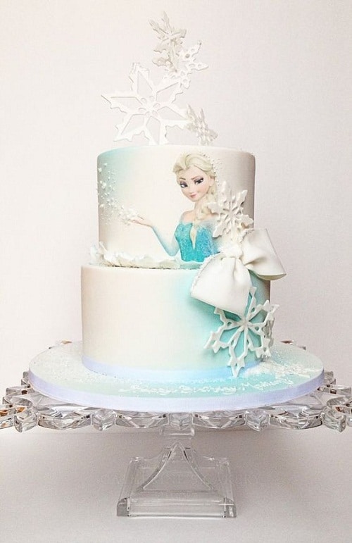 White Snowflakes with Elsa Frozen Birthday Cake
