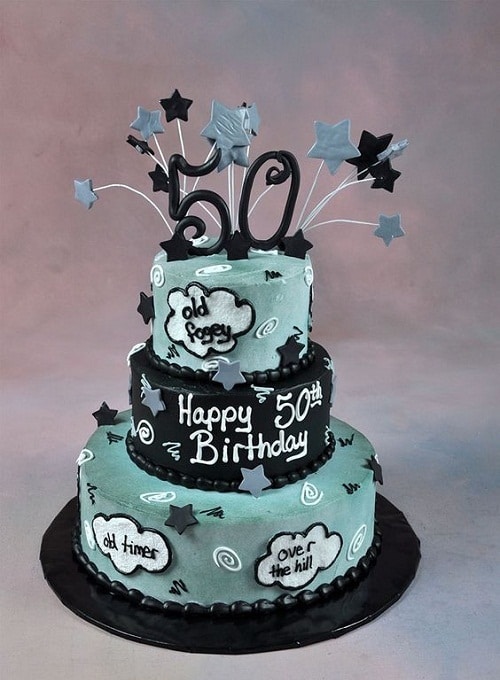 Grey and Black Cute 50th Birthday Cakes for Men
