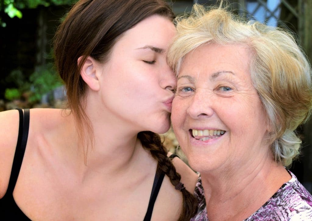 kissing grandma