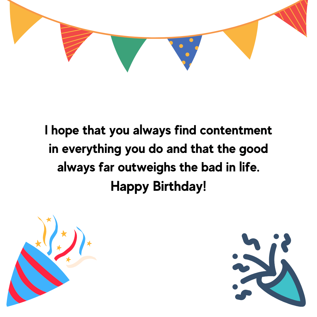 birthday greeting wishing about contentment to a friend