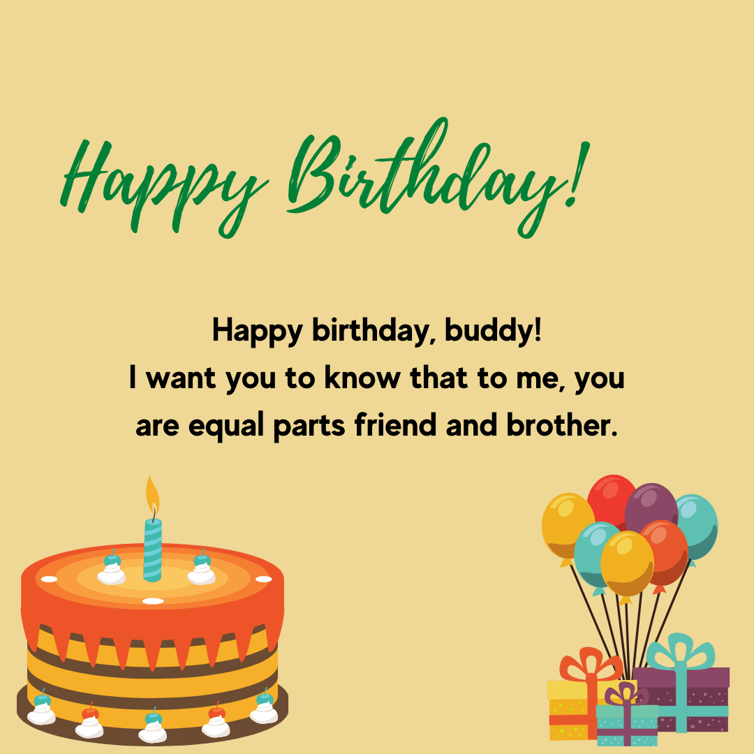 birthday greetings for a boy friend about being equal buddies with birthday friends