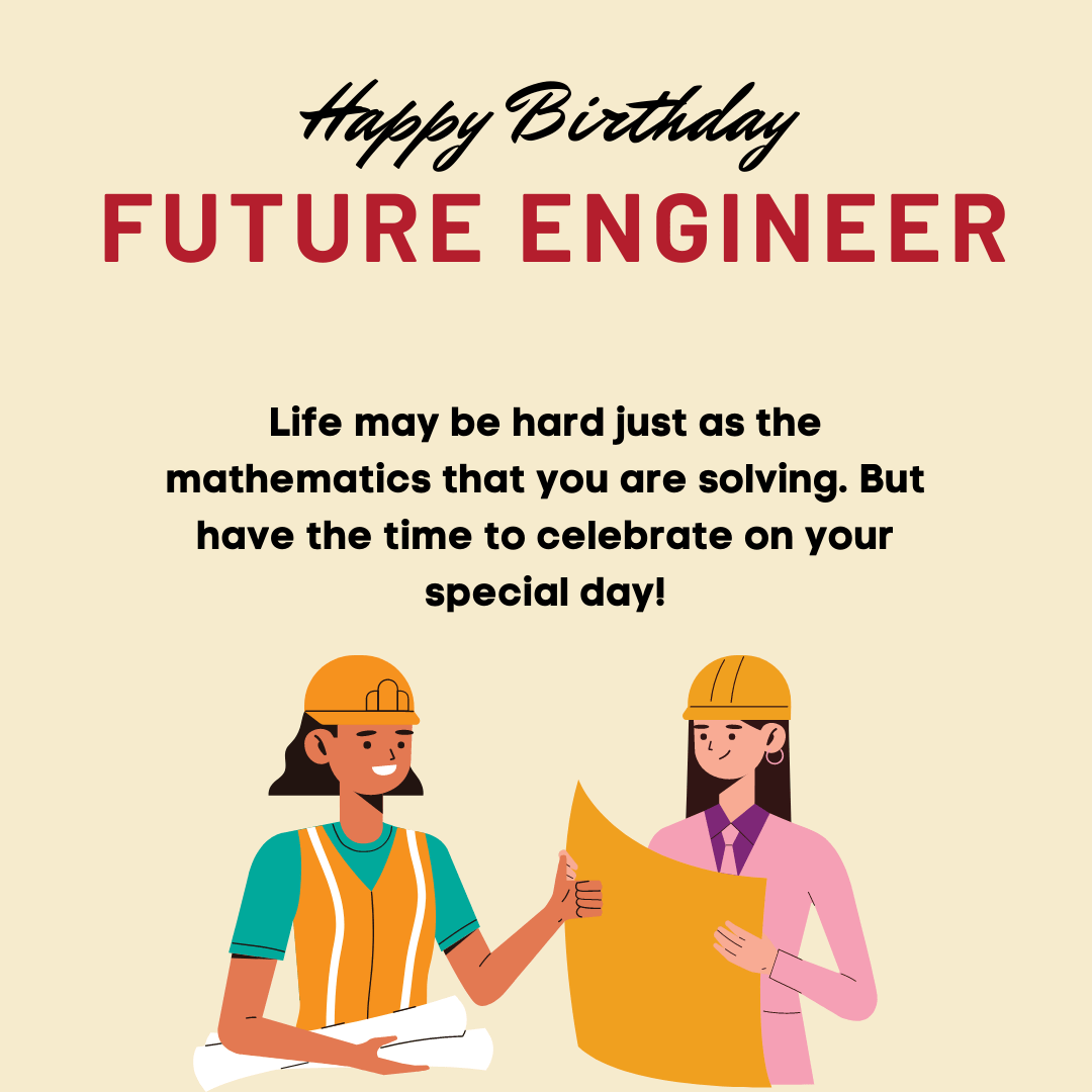 Birthday greeting for aspiring engineer with character designs.