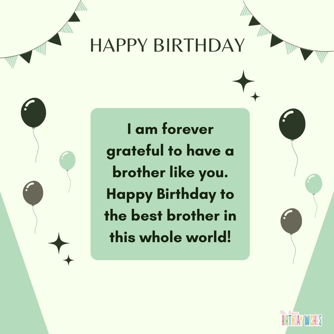 bright color green birthday card with greetings for brother