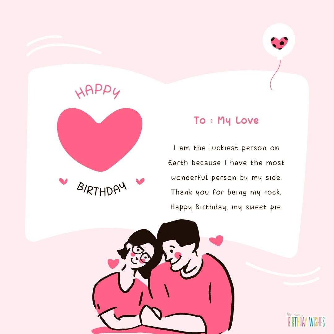 pink themed birthday card design for couples with birthday letter message