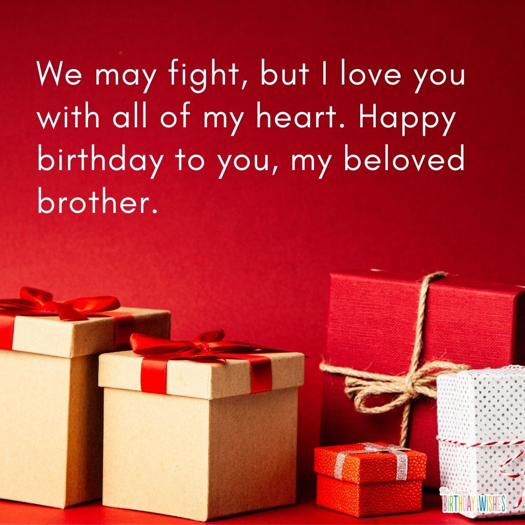 red themed birthday card and greetings for brother