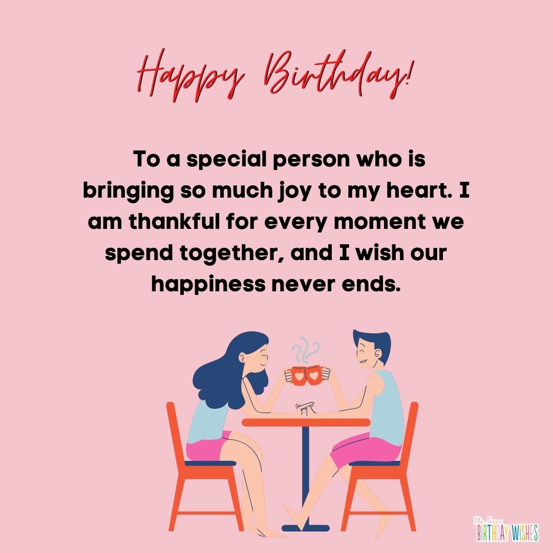 minimal pink birthday couple card with being thankful greetings and isometric couple design