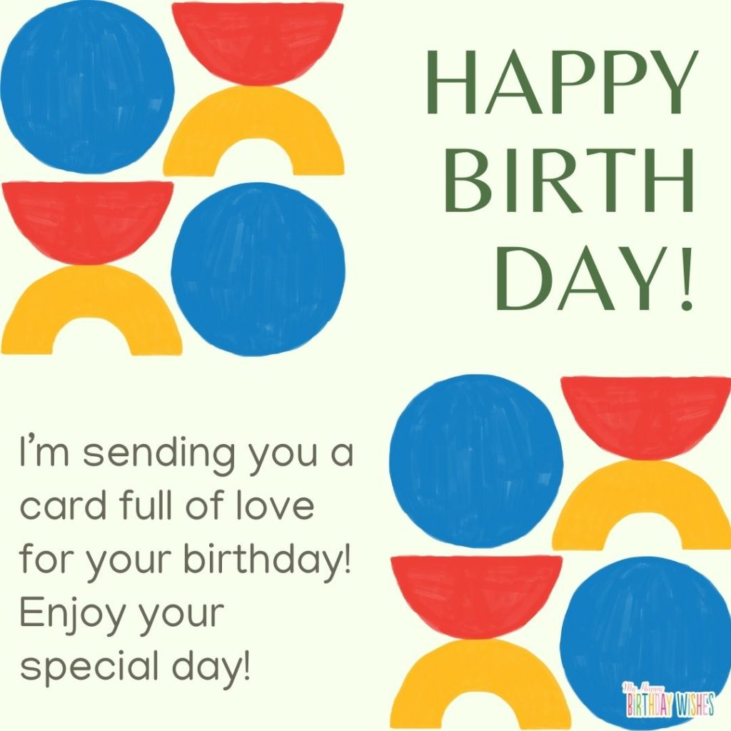 abstract and green themed birthday card sending love wishes