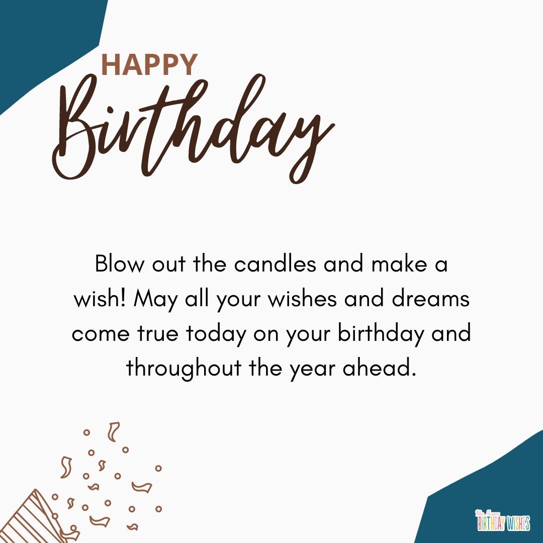 minimalist blue and party popper birthday card with unique birthday wish