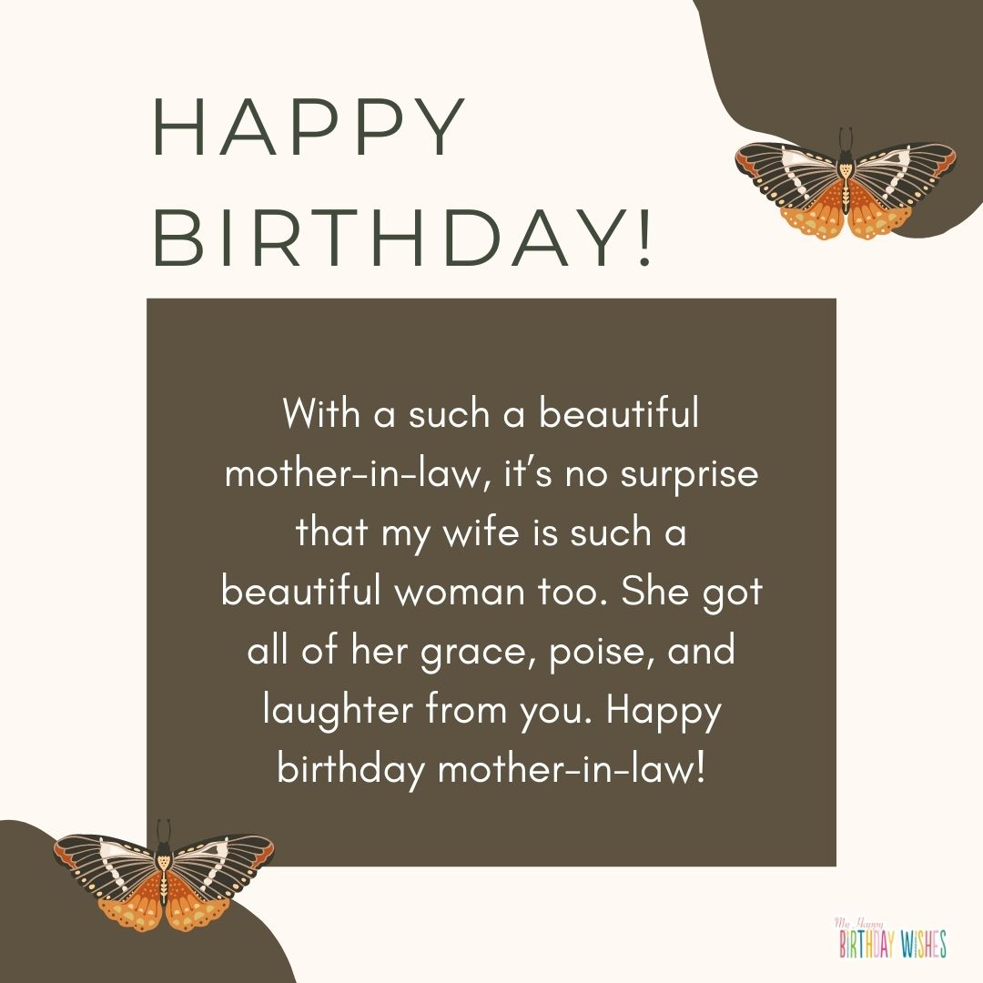 brown and white theme birthday card for mother in law