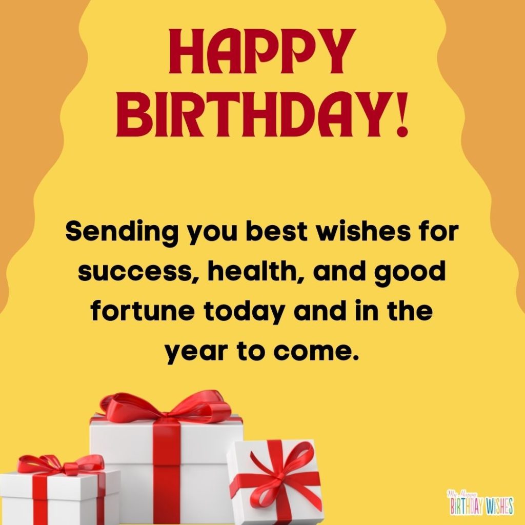 yellow and brown themed birthday card about sending birthday wishes