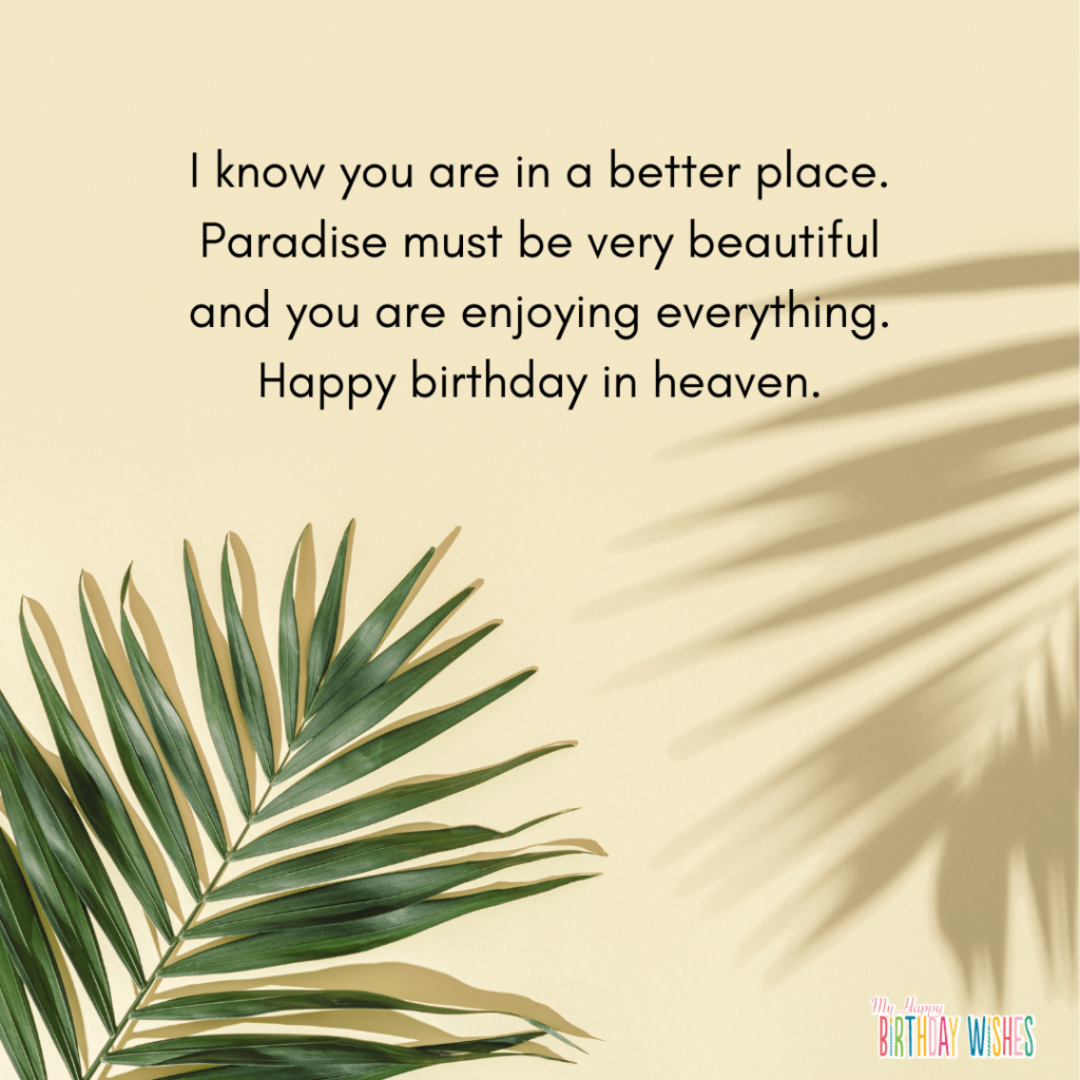 birthday card for someone who is now in paradise