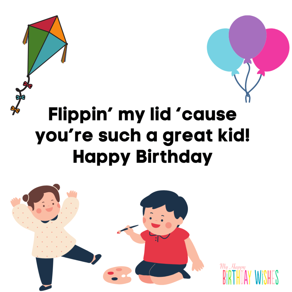 birthday card with balloons and kite design for kids