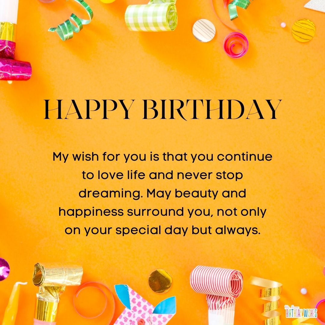 orange themed birthday card with wishes