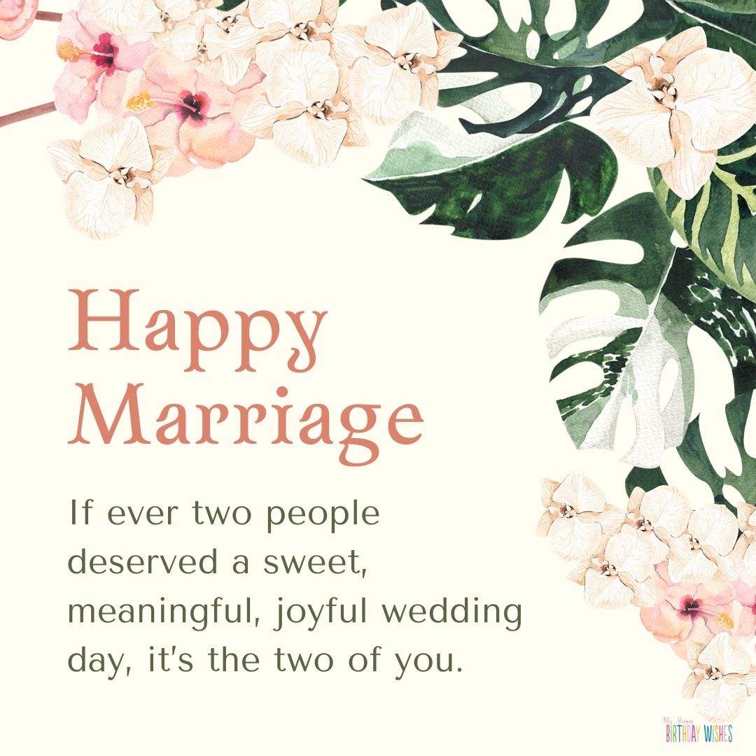 flower themed wedding card wishing happy marriage for good couples