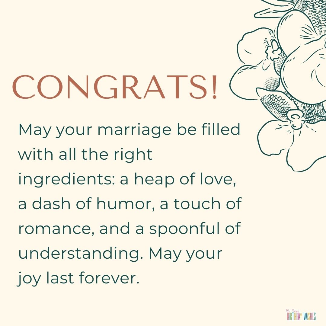 long birthday wedding wish for couple cream themed design card