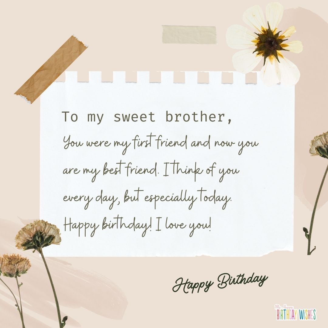 birthday card for brother with minimal and scrapbook type design