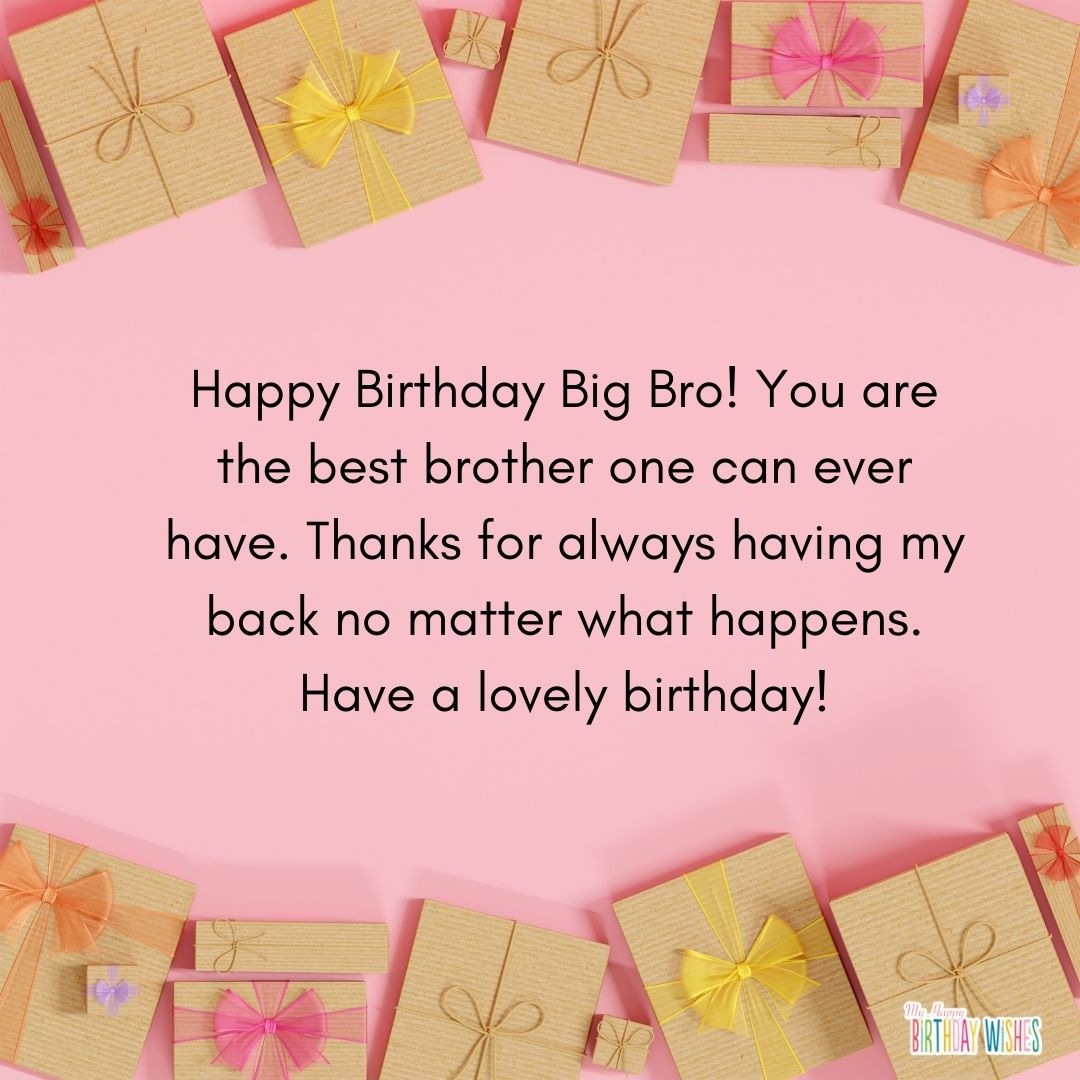 birthday greetings for older brother with pink design themed birthday card
