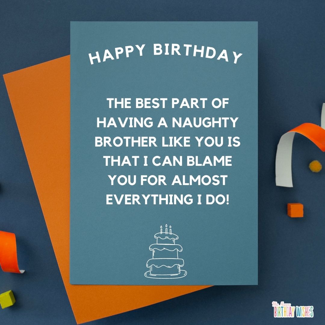 birthday card design for brother with blue green and orange color combination theme