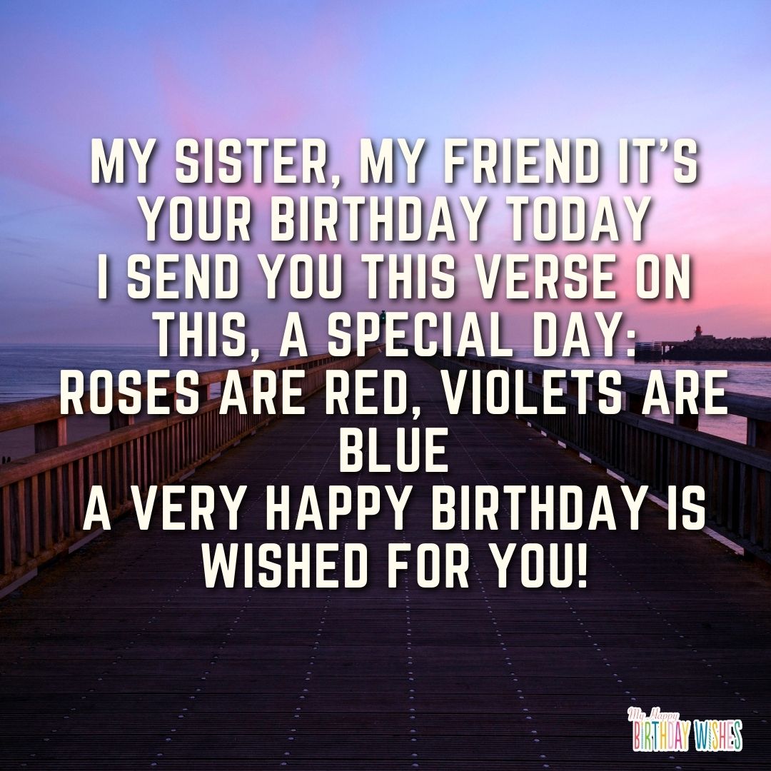 birthday poem for sister with scenery design