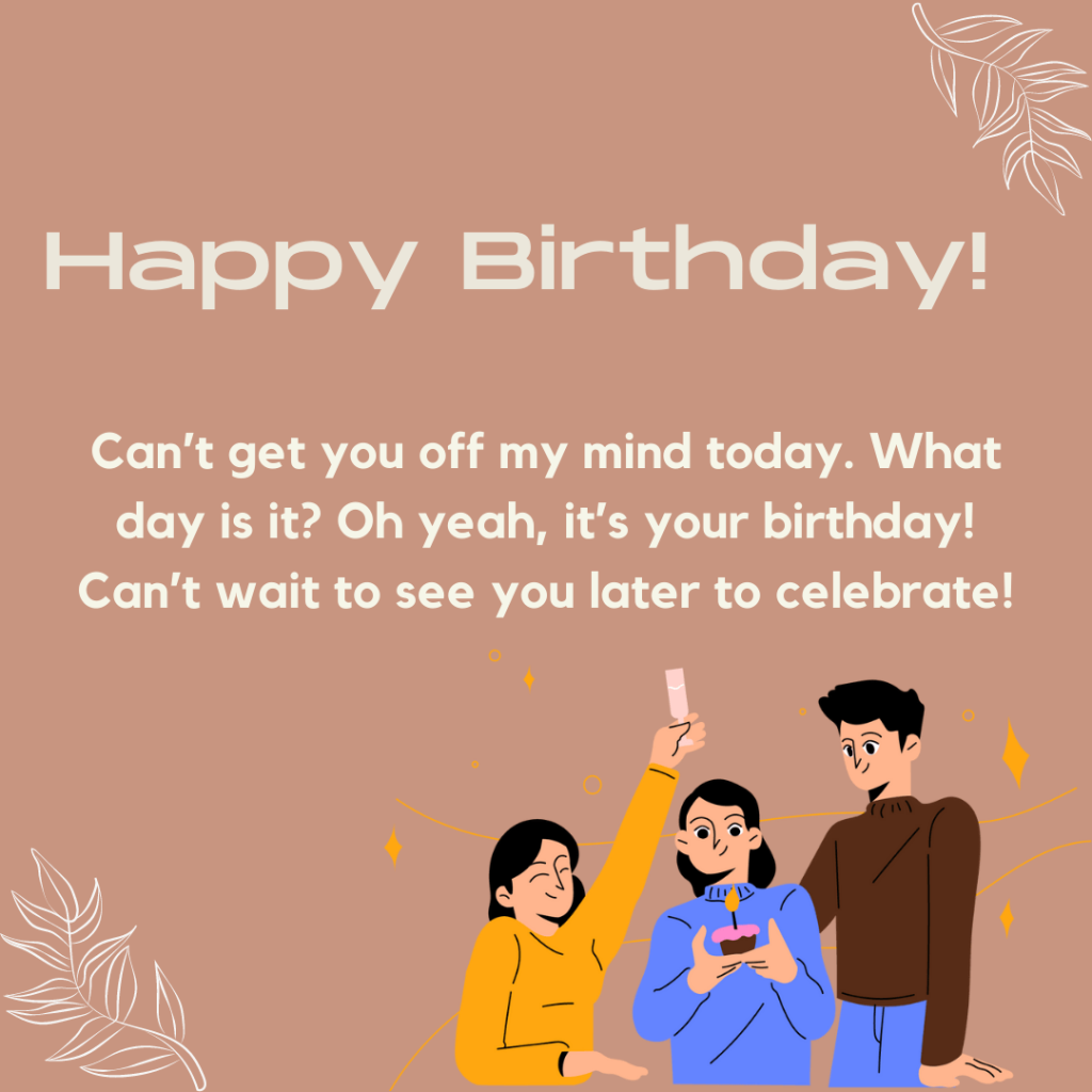 brown themed birthday card with friends on picture