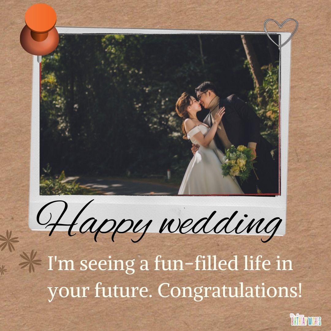scrapbook wedding card style with short wedding wish