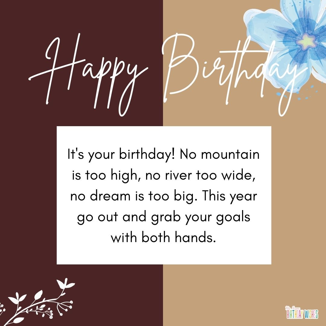 wishing to grab the goals in life birthday card with pastel brown and dark brown theme color