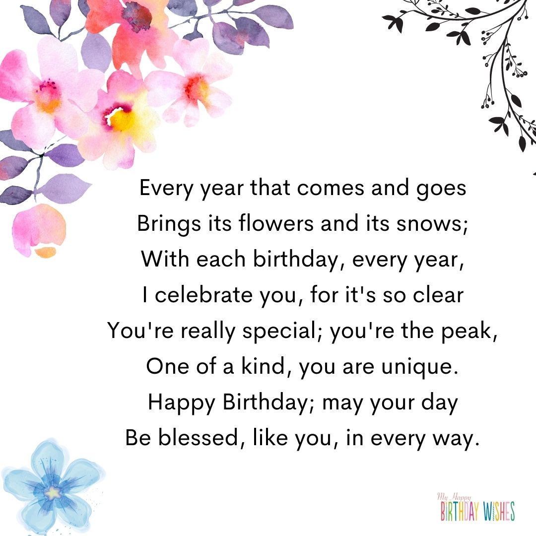 flower themed birthday poem
