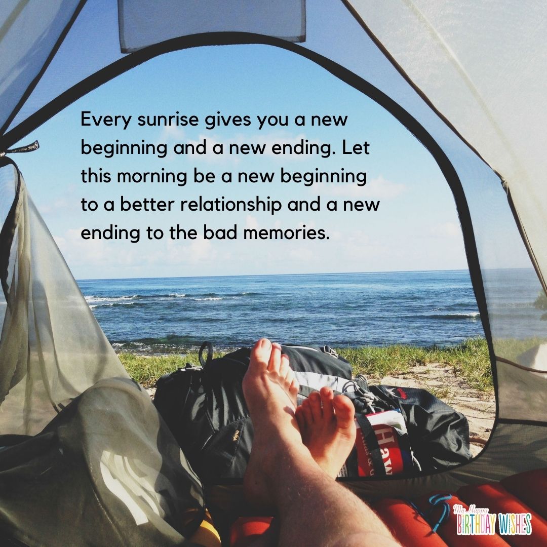 quotes about having new beginning with chilling in the beach background