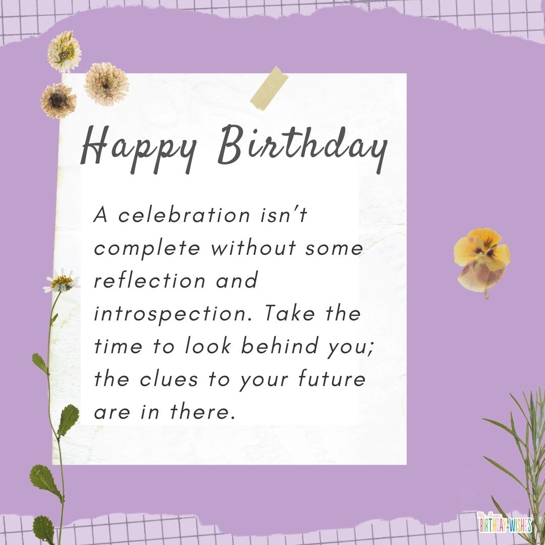 scrapbook violet themed birthday card with birthday wish