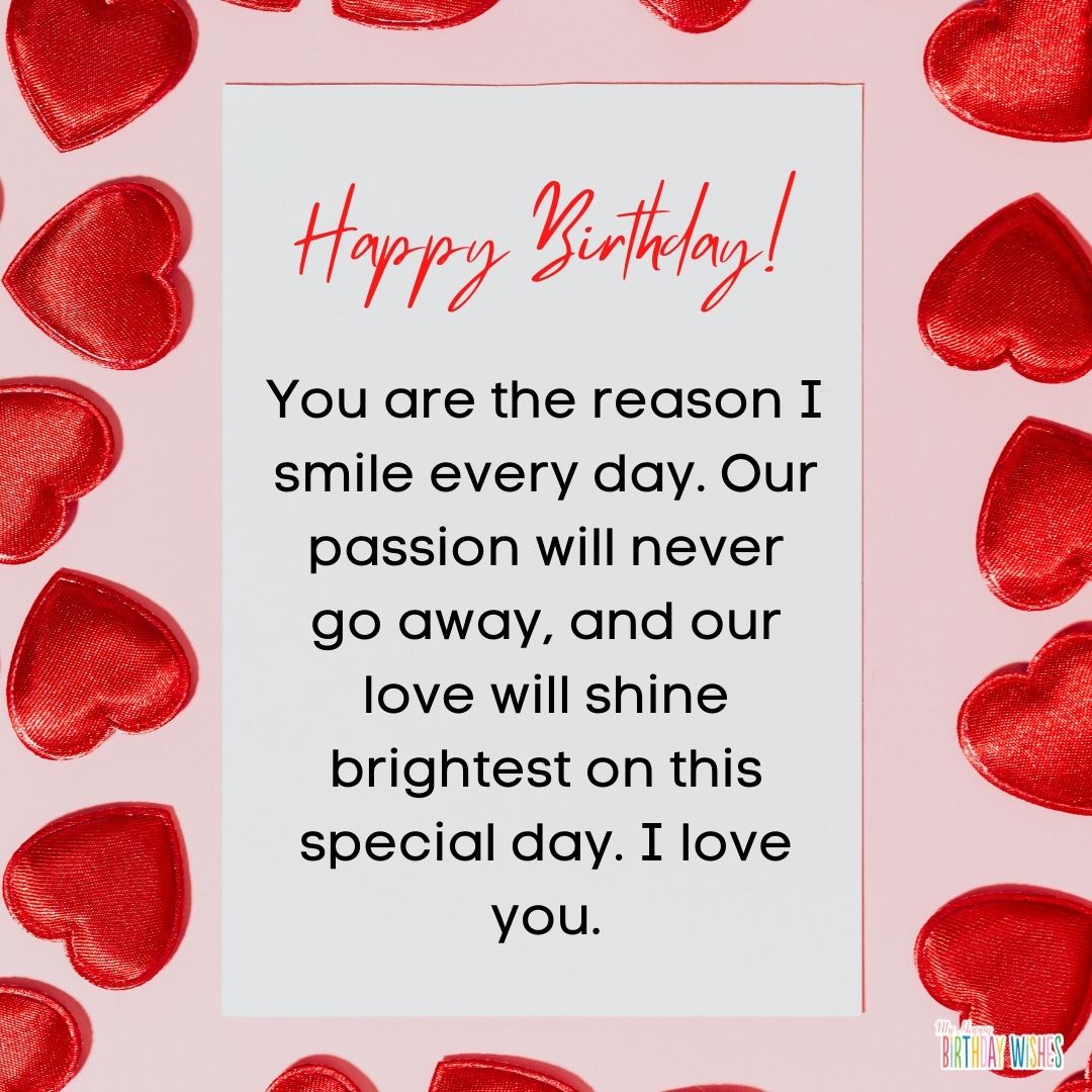 sweet birthday message for lover with heart balloons design