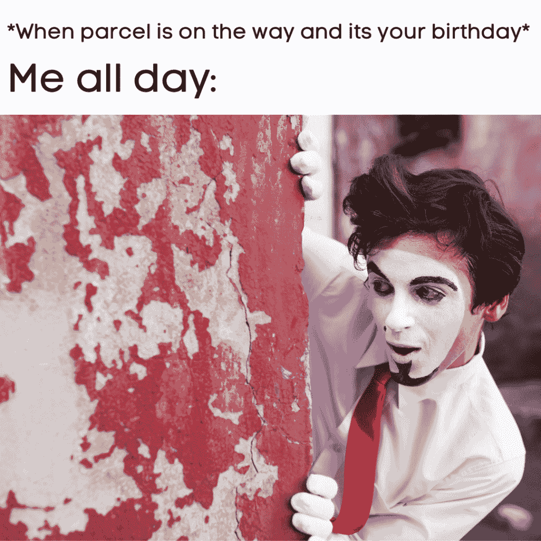 meme about waiting the parcel arrived on your birthday