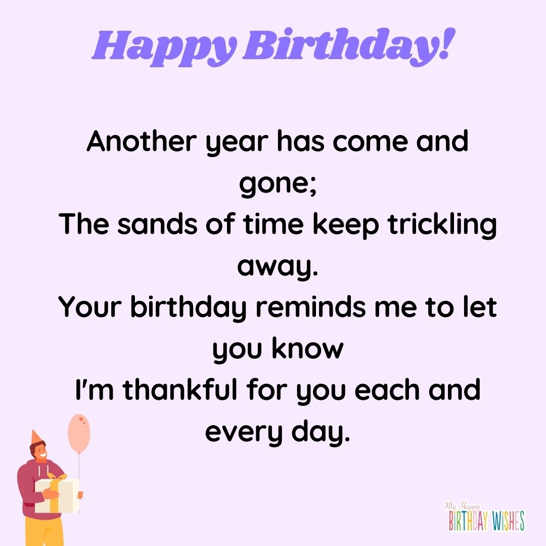 cute violet themed birthday poem