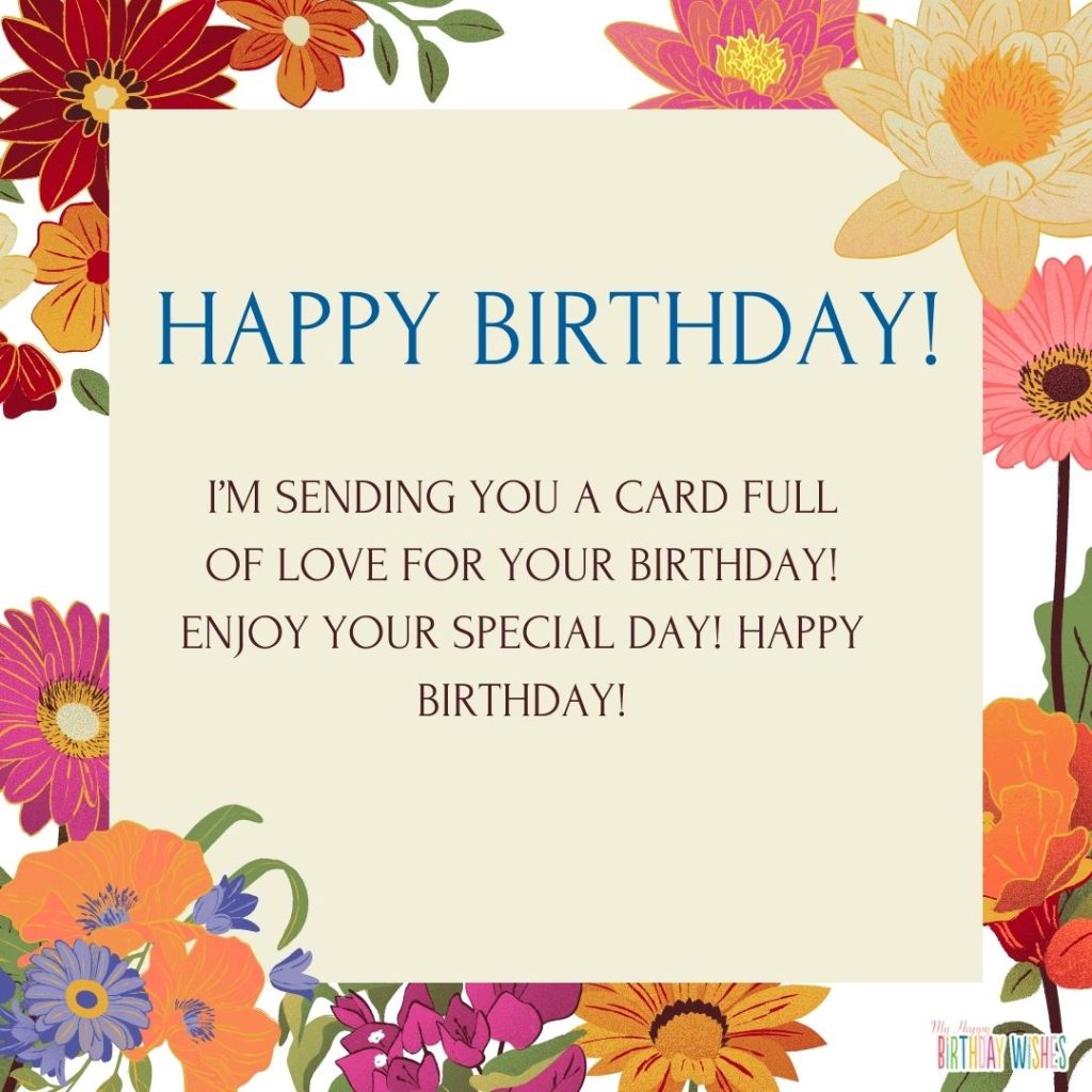 flower themed birthday card wishing special on birthday