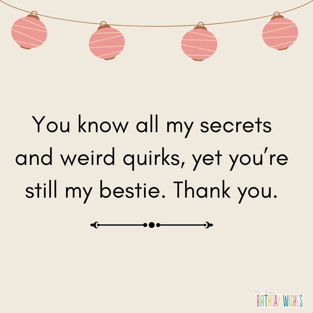 thank you card for bestie who knows everything about me with minimal designs