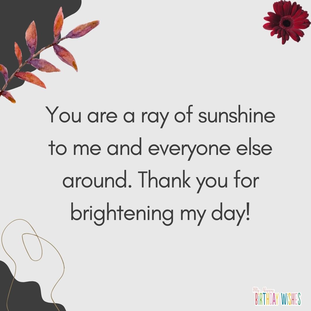 gray and flower themed thank you card