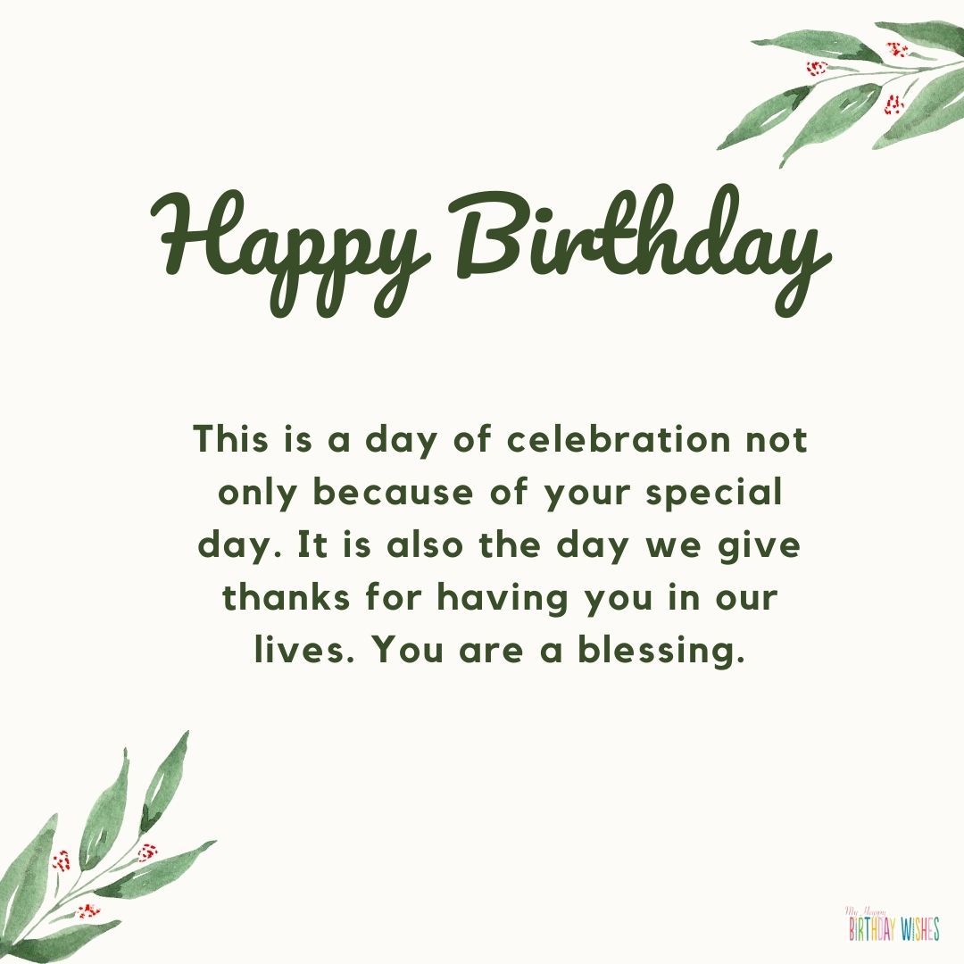 thankful birthday wish and greetings plant themed birthday card
