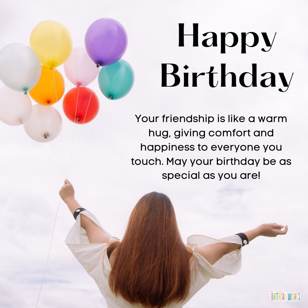 for friendship birthday cad with faceless person in the background