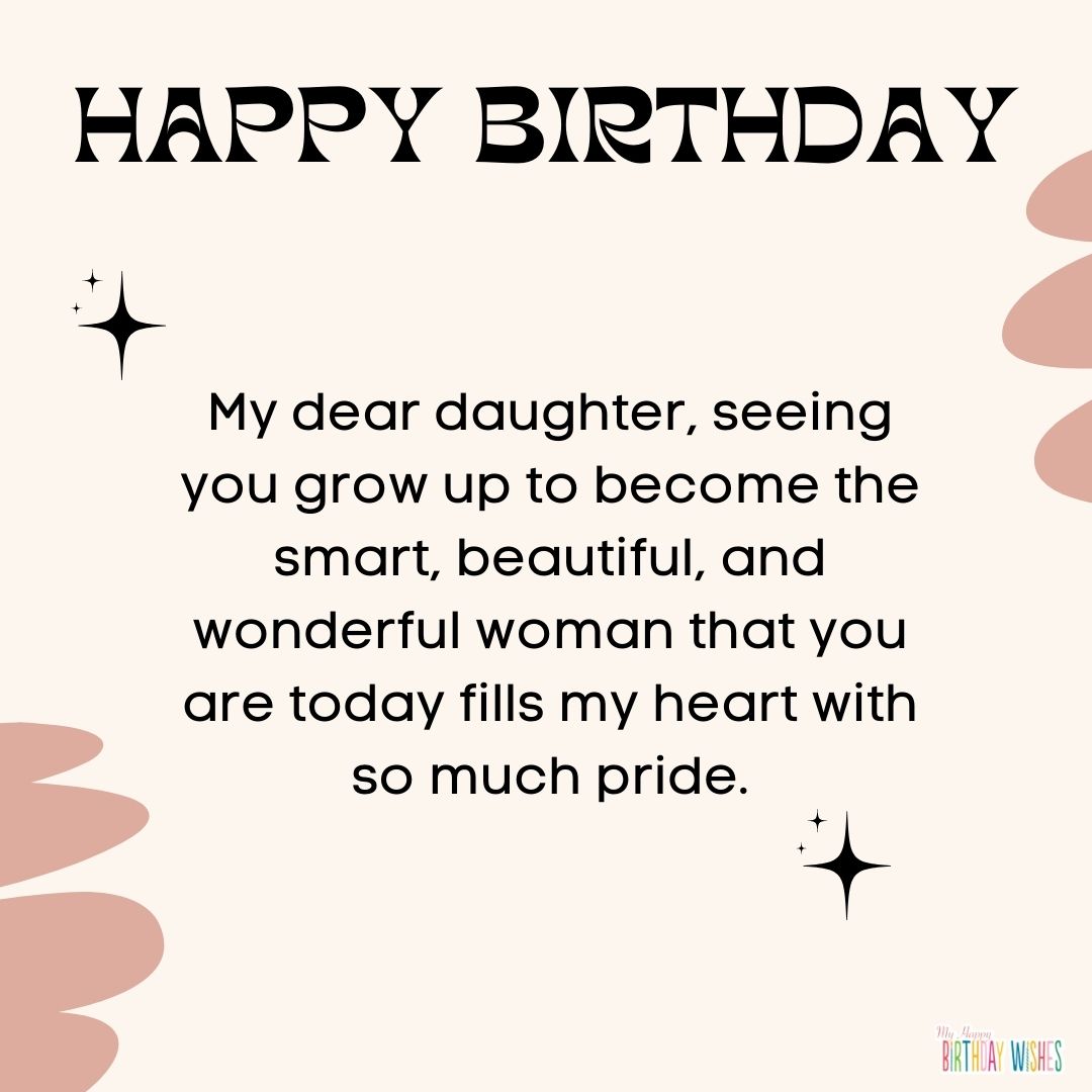 for grown up daughter birthday greetings with minimal abstract design