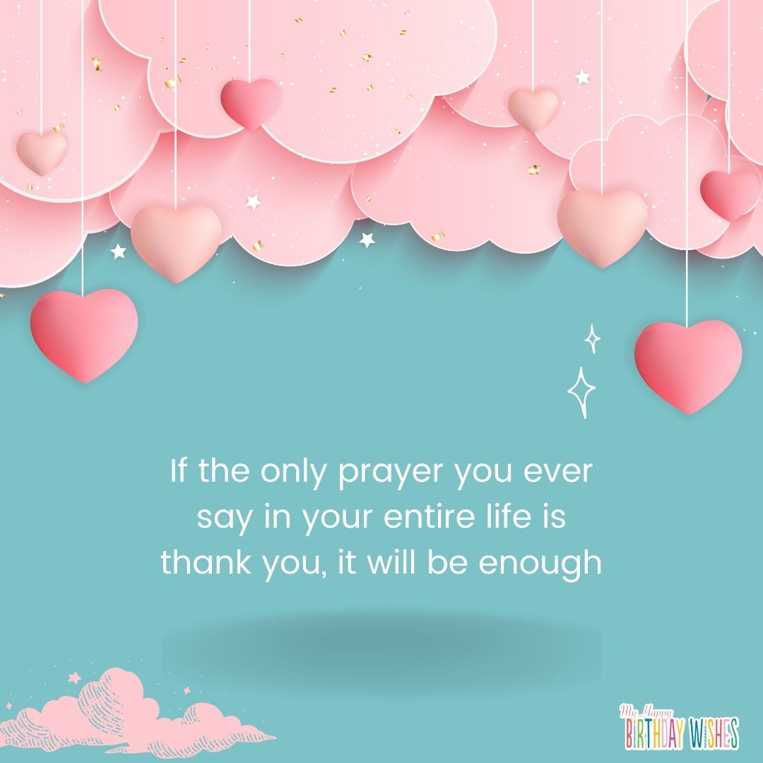 pink clouds with cute design for thank you card