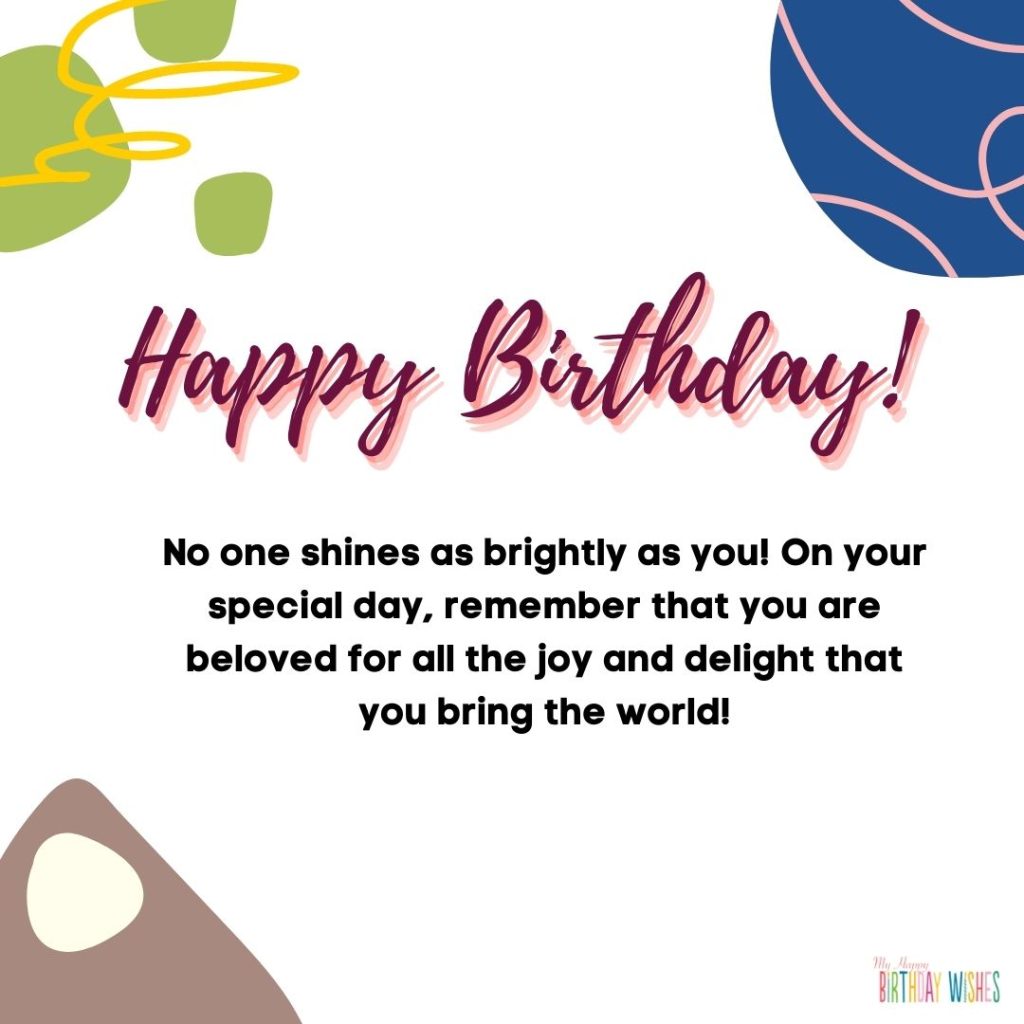birthday card with birthday compliment with white abstract themed design