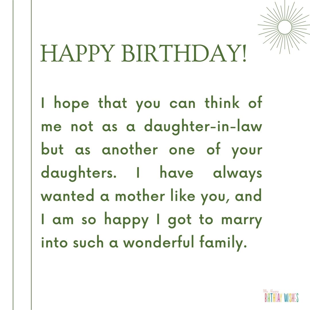 birthday greetings for mother who thinks of you as a daughter