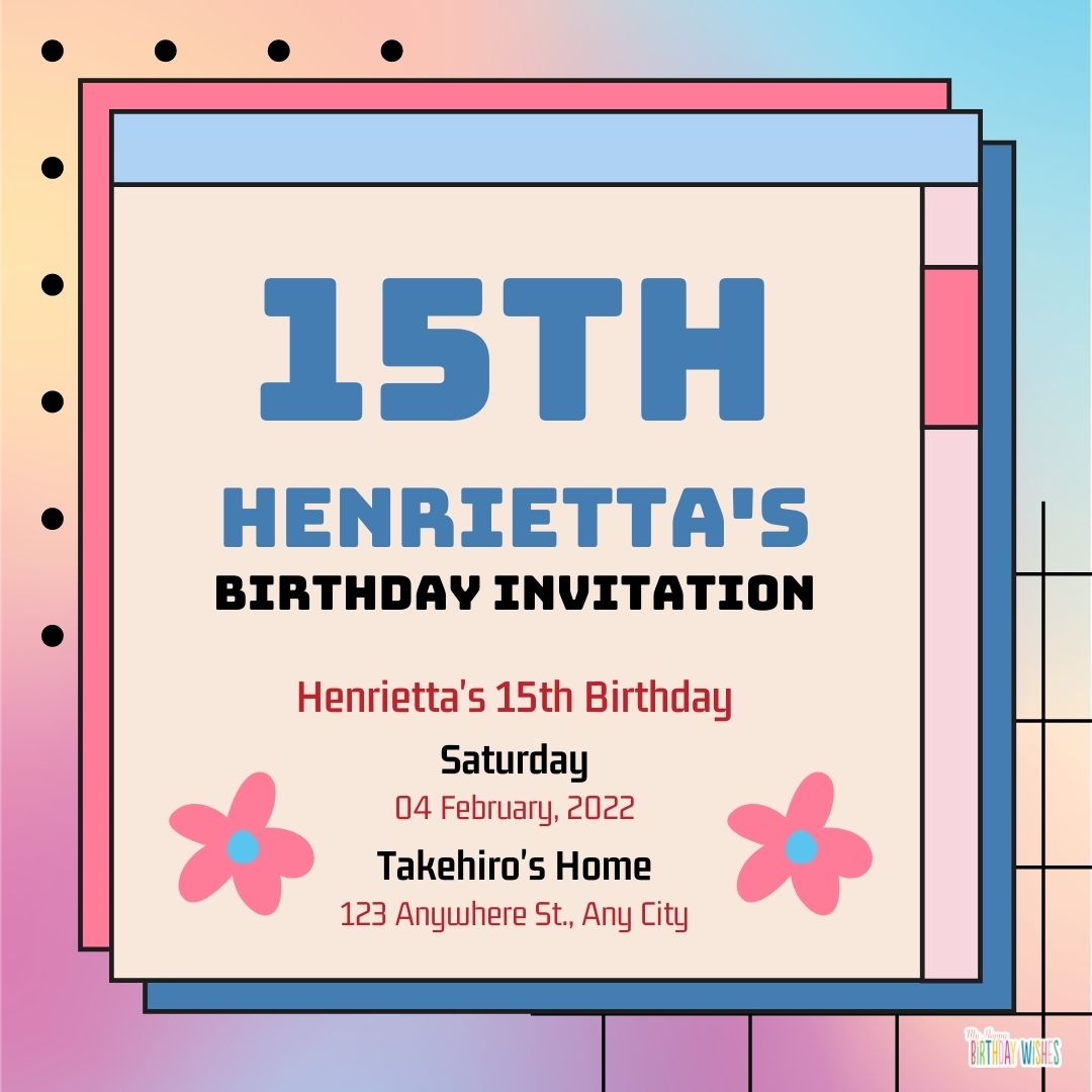 trendy colorful birthday invitation card