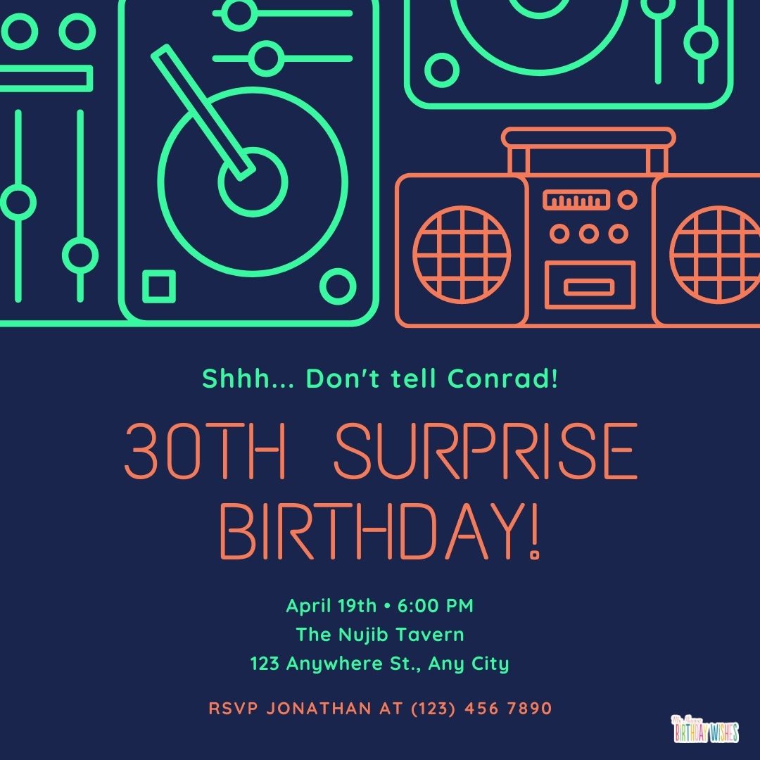 old radios birthday invitation card design