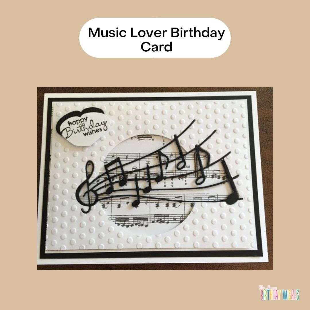 for music lover birthday card with notes design