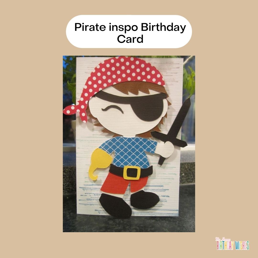 cute birthday card design with pirate for kids party
