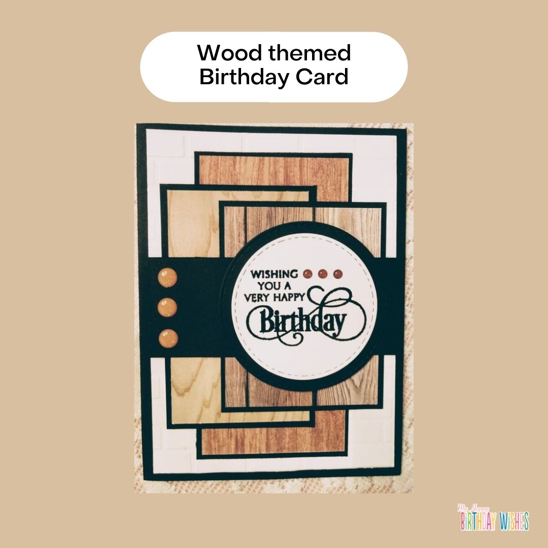 elegant design birthday card with woods and buttons