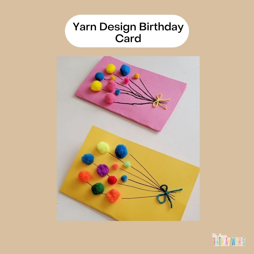 simple design birthday card using yarn