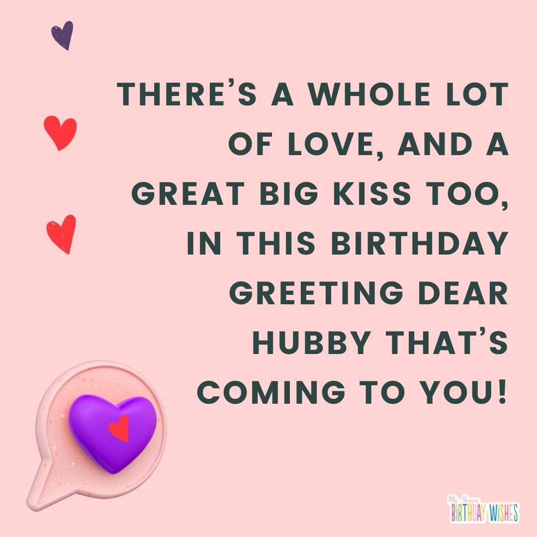 birthday wish for husband with hearts and pink design
