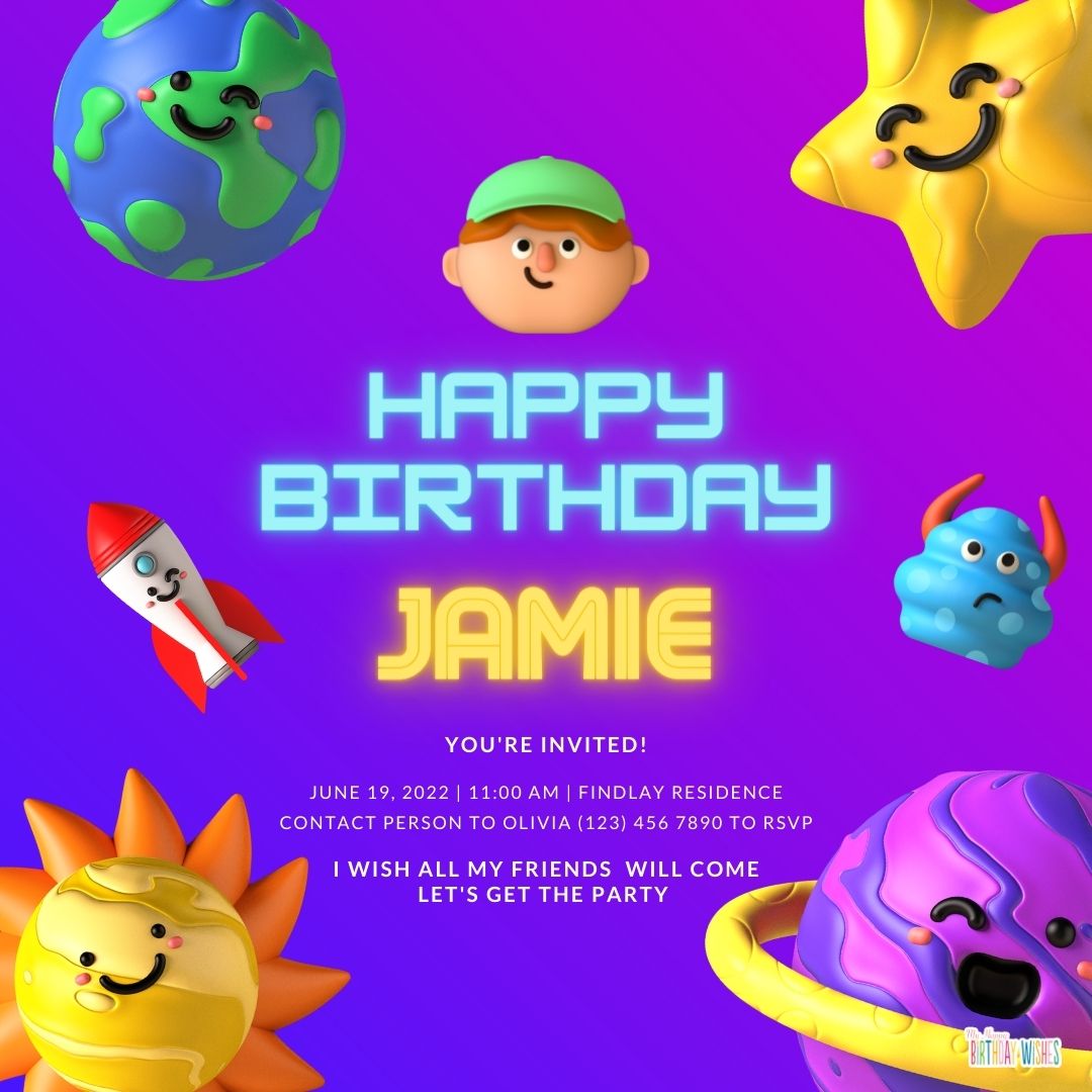 3D birthday invitation for kids